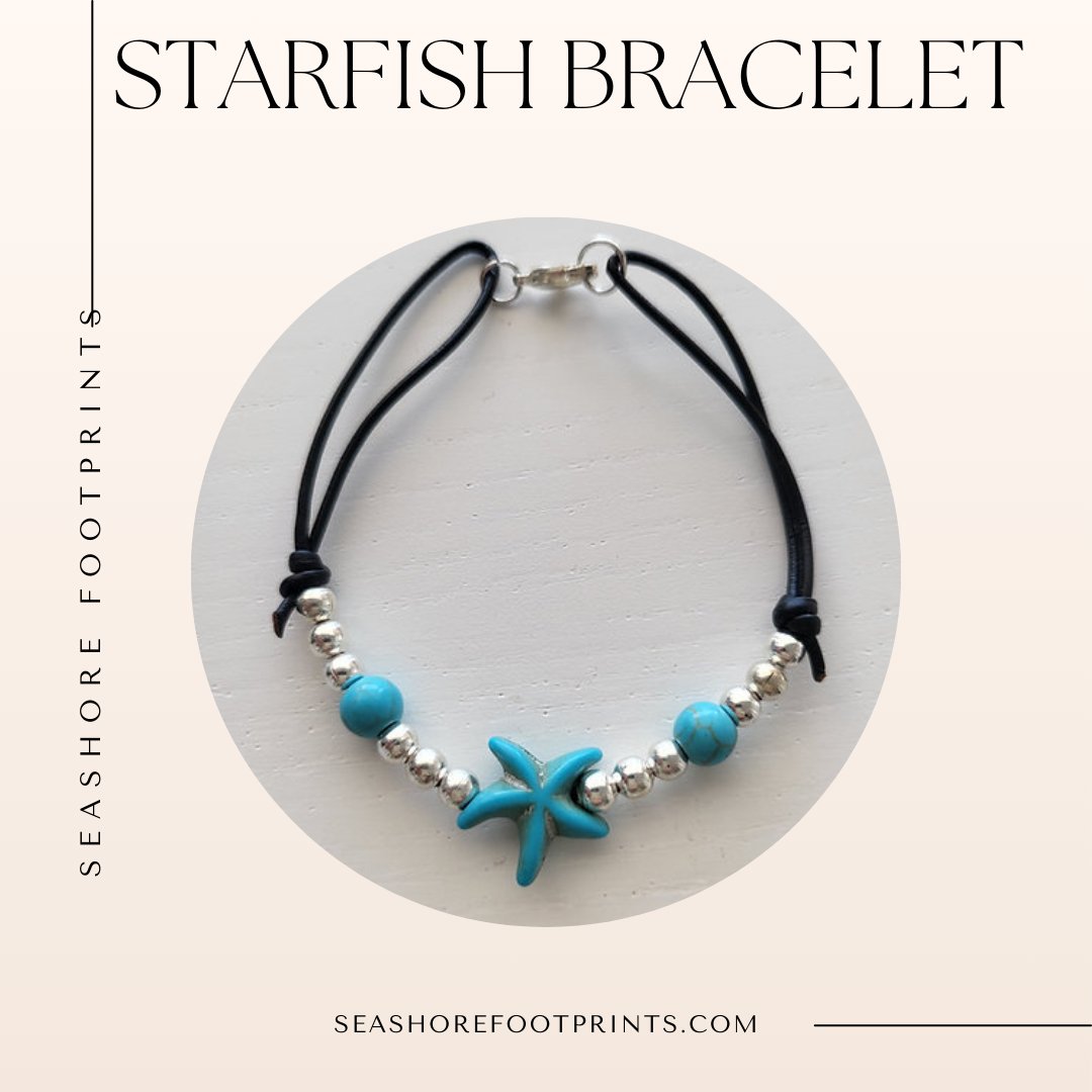 Katrinashells's tweet photo. Pretty Starfish bracelet with silver beads. Black leather cord. Beach theme.

https://t.co/QV1KtaSesa

#HandmadeChic #WearYourStory #jewellery #jewellerydesign #jewellerydesigner #jewellerymaking  #handmadejewelry #starfish #bracelet #braceletsoftheday #braceletlover https://t.co/kLSf29bktP