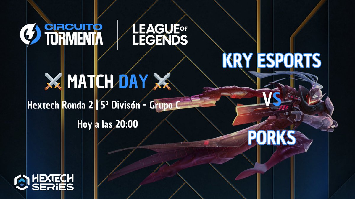KRY_EsportsEUW's tweet photo. ⚔️ MATCH DAY ⚔️
Hextech Ronda 2 | 4a División | Grupo C
Hoy a las 20:00
@KRY_EsportsEUW VS #PorKs
Volvemos a estar más activos por aquí y lo hacemos con todo. No os perdáis el partido! https://t.co/PooN2H19qg