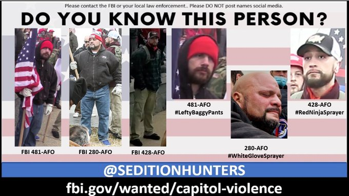 SeditionHunters's tweet photo. These three men were together on #Jan6th, each using chemical sprays against officers. 280, 428, and 481 AFO. Do you know them? Please contact the FBI with 482-AFO #DCRiot #CapitolRiot #SeditionSprayers https://t.co/4hzoGEy0je #DoYouKnow #LeftyBaggyPants #WhiteGlovesSprayer #RedNinjaSprayer