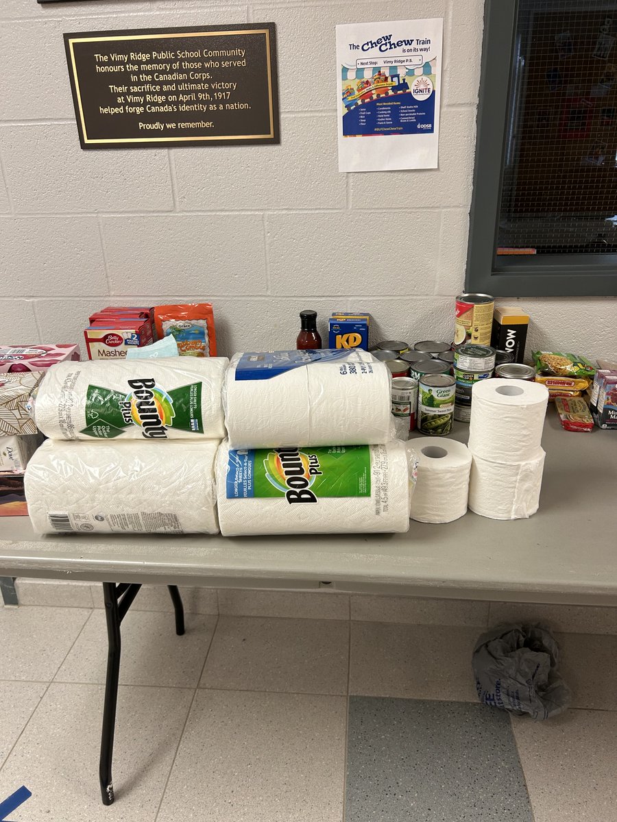 The Chew Chew train has arrived at Vimy and we will be accepting donations until March 1st. <a href="/ignitedurhamlf/">IgniteDurhamLearningFoundation</a> <a href="/ddsbschools/">Durham District School Board (DDSB)</a>