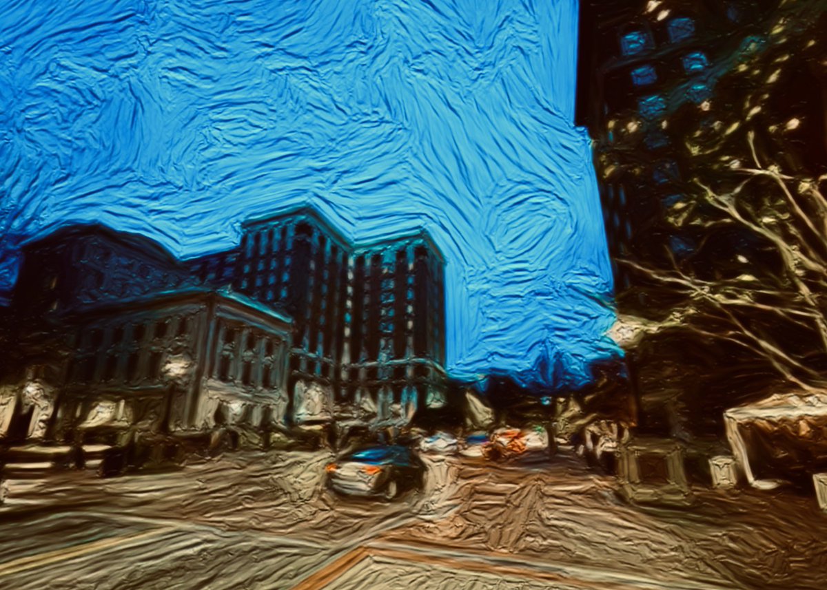 RRaunikar's tweet photo. @CityGreenville fun weekend in my town.   

#greenvilleinoil Main Street at Dusk, #peacecenter https://t.co/7gbxAW83Rn