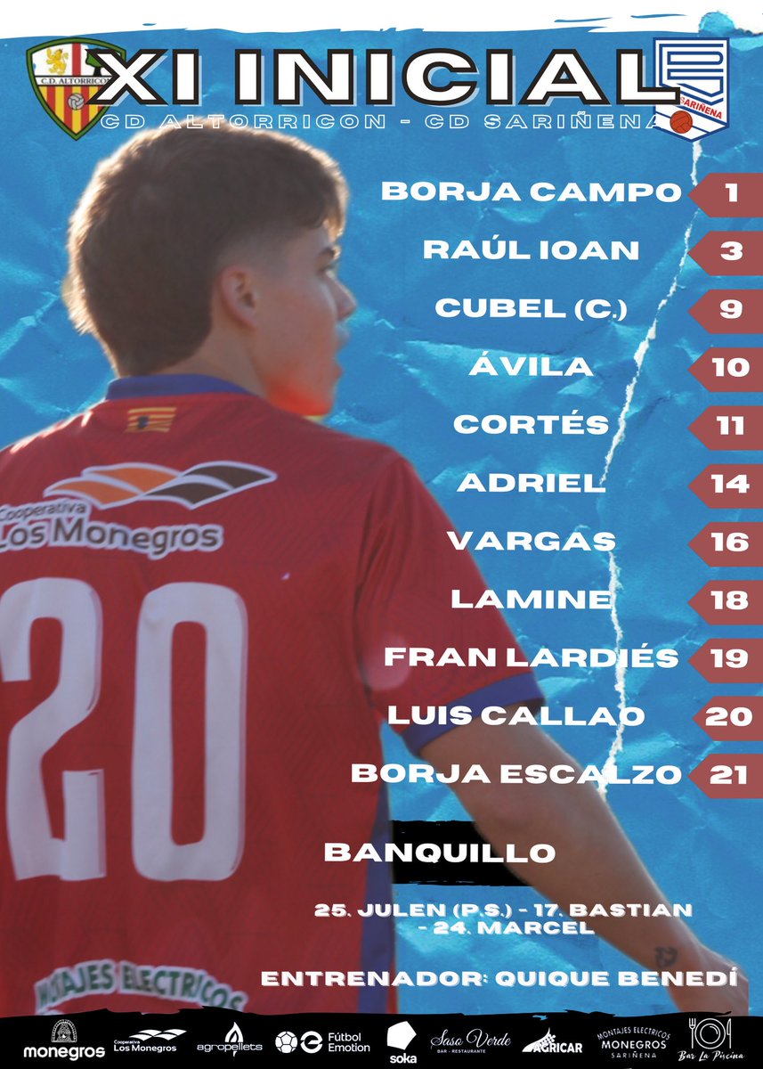 CDSarinena's tweet photo. 👥 𝗫𝗜 𝗜𝗡𝗜𝗖𝗜𝗔𝗟
🆚 @cdaltorricon 

#AltorriconSariñena || #AupaSari 🔵⚪️ https://t.co/zgC7CY6Egq