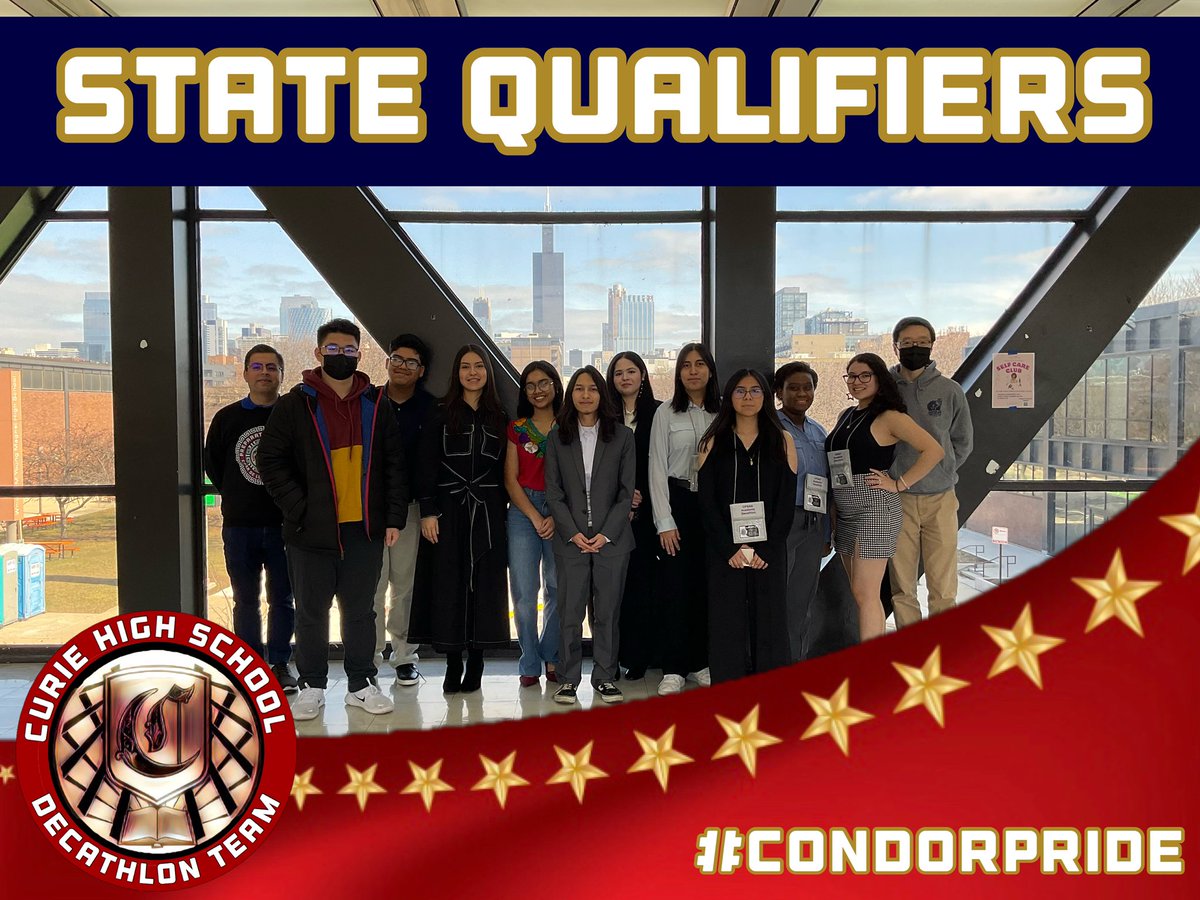 The Curie Academic Decathlon Team are among the top 8 CPS teams that will advance to State Finals!

Congratulations to the Curie Team, shoutout to the team overall score leader Litzy Ortiz, and Dariel Payton winning a gold medal for the interview competition!

#CondorPride