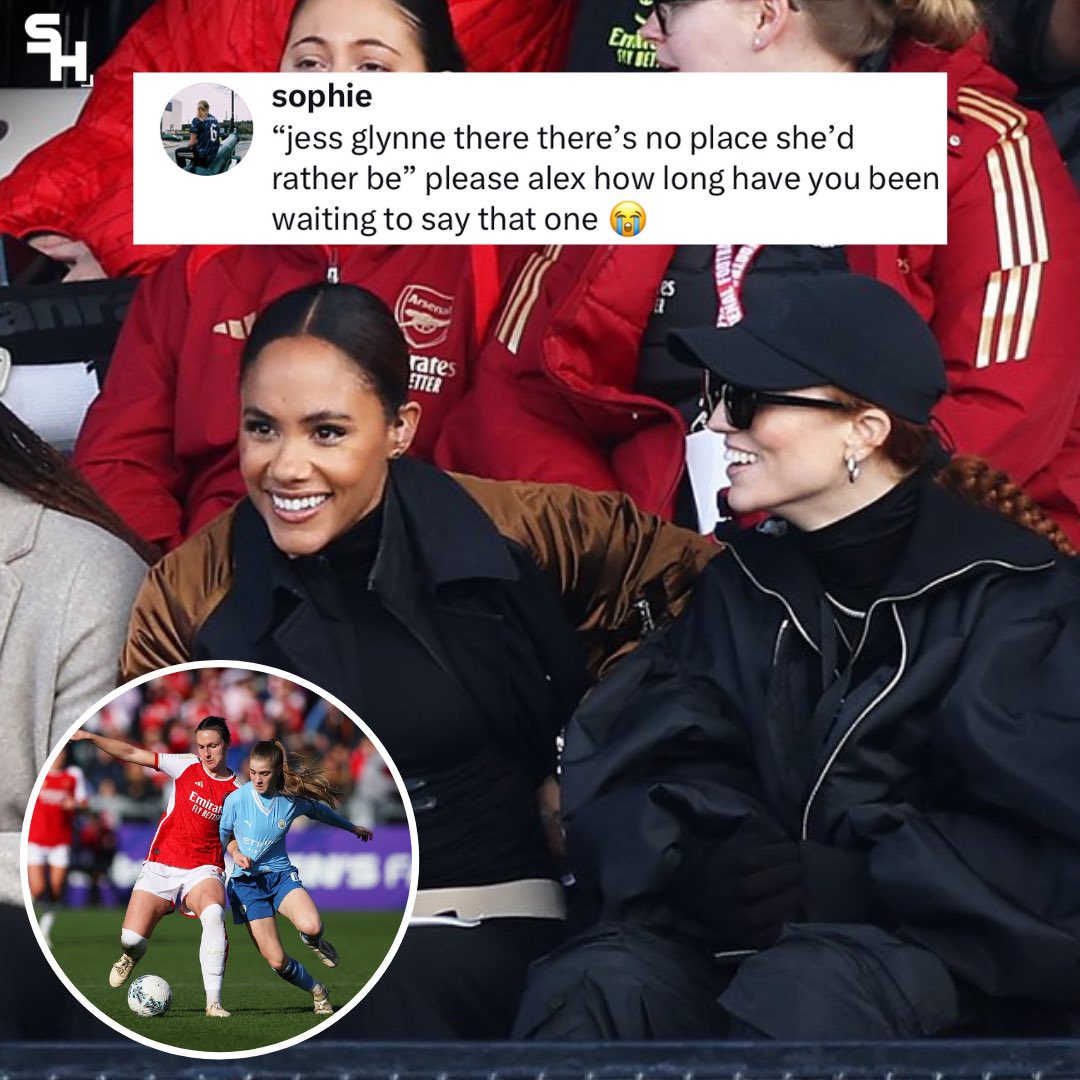 Jess Glynne was in attendance to watch @ArsenalWFC take on @ManCityWomen in the #AdobeWomensFACup today.⚽️ “There’s no place she’d rather be” - @alexscott2 Oh Alex 😂😂