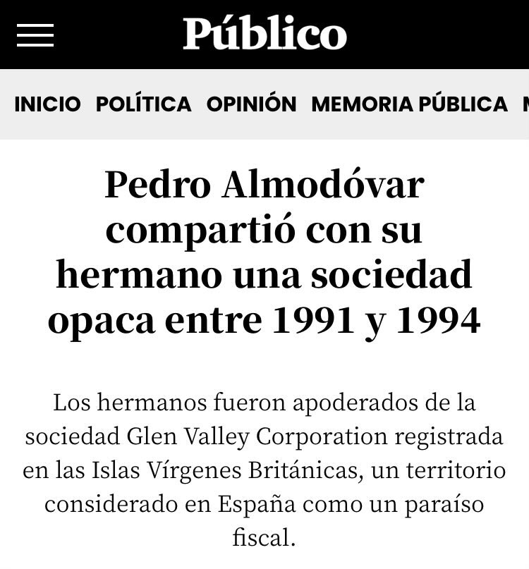 Almodóvar y lo que devuelve a los Paraísos fiscales