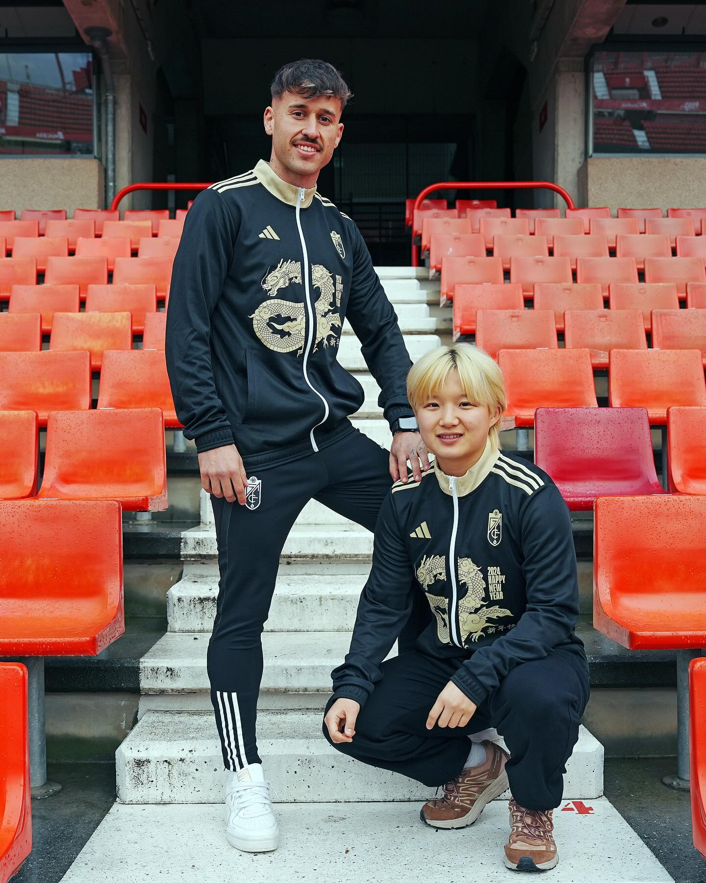Football Shirt Culture on X Granada CF s players will turn out wearing special adidas Chinese Lunar New Year Year of the Dragon 2024 pre match anthem track jackets in tonight s La Liga fixture against