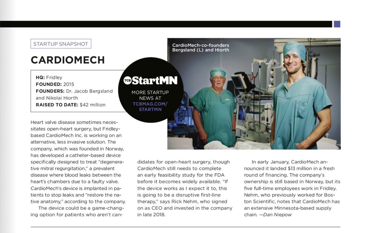 Great to see our PR agency's medical device client, CardioMech, featured in the latest issue of Twin Cities Business magazine! Congrats to CEO Rick Nehm!