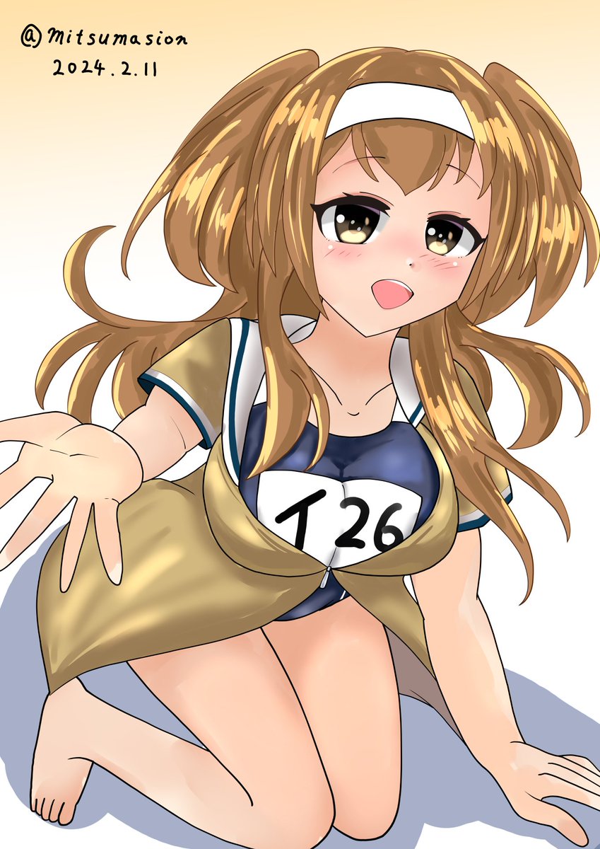 艦これ「伊26もう少し大きくても良かったかな?#艦これ版深夜の真剣お絵描き60分一本勝負」|三間四音のイラスト