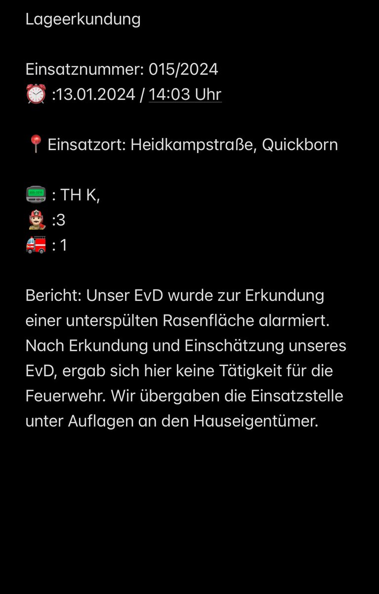 FWQuickborn's tweet image. Einsatz 015/2024