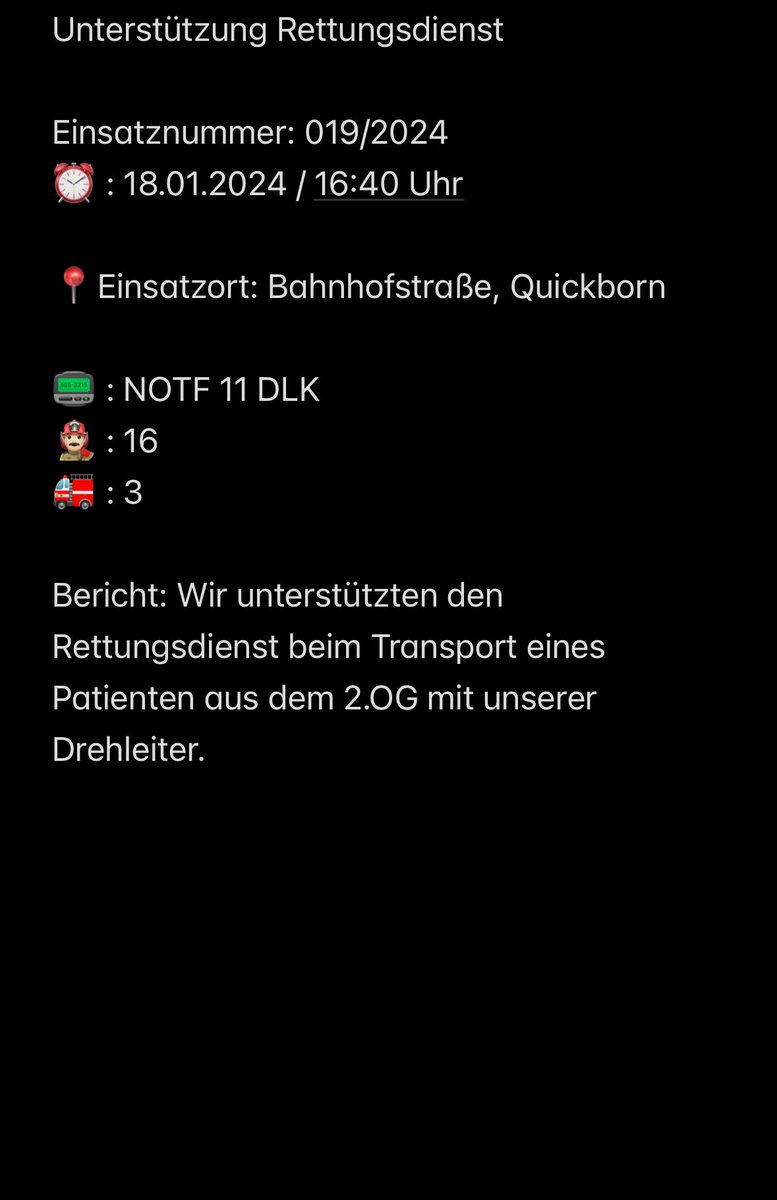 FWQuickborn's tweet image. Einsatz 019/2024