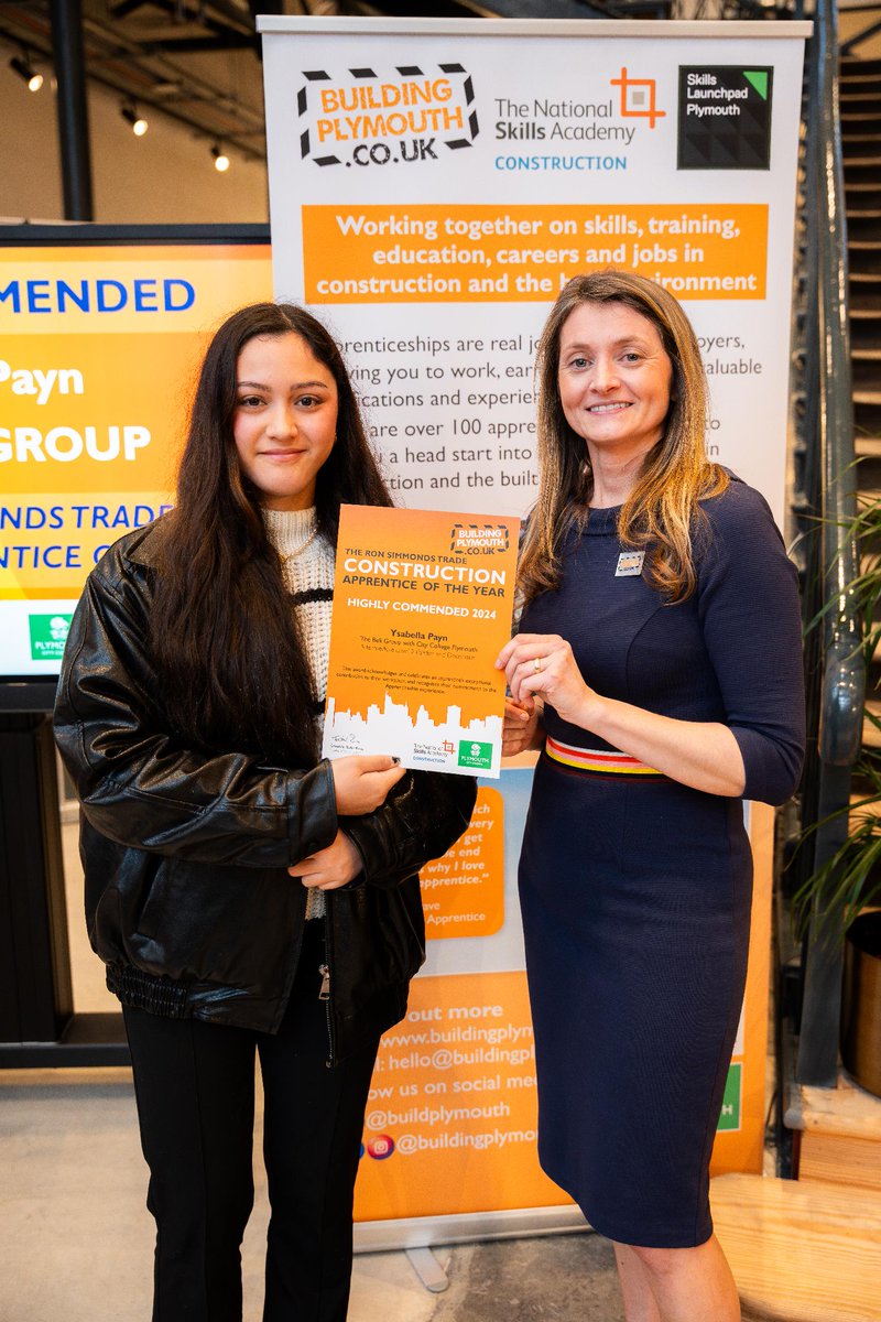 A final celebration and congratulations to Ysabella Payn for being highly commended in The Ron Simmonds Trade Apprentice of the Year Awards 2024. Ysabella is working with @BellGroupUK and studying with @cityplym Read more of Ysabella's story zurl.co/Xx0X #NAW2024