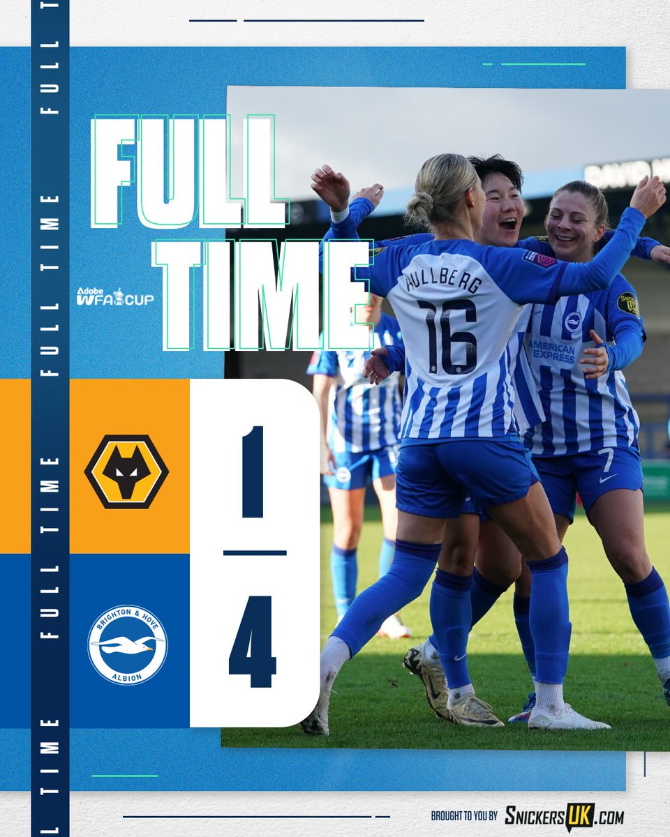 FT: Through to the @AdobeWFACup quarter-finals! 💙