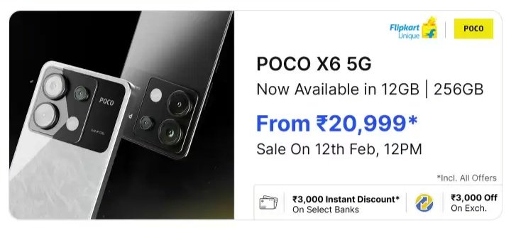 TechStudioShort's tweet photo. POCO X6 5G Now Available in 12GB + 256GB
From ₹20,999*
Sale Starts 12th Feb 12PM
#POCOX6Series
#TheUltimatePredator #POCOX6Pro #POCOX6 #POCOIndia #POCO #MadeOfMad https://t.co/9ZRCw4xSAd