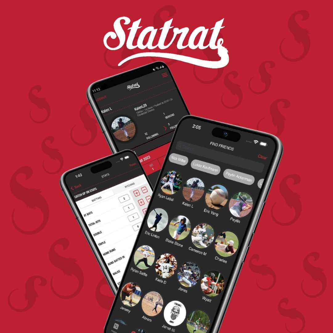 Every ballplayer should be tracking their stats with this app 🔥 #ad Download for Free ⬇️ statrat.ca/app-landing-pa…