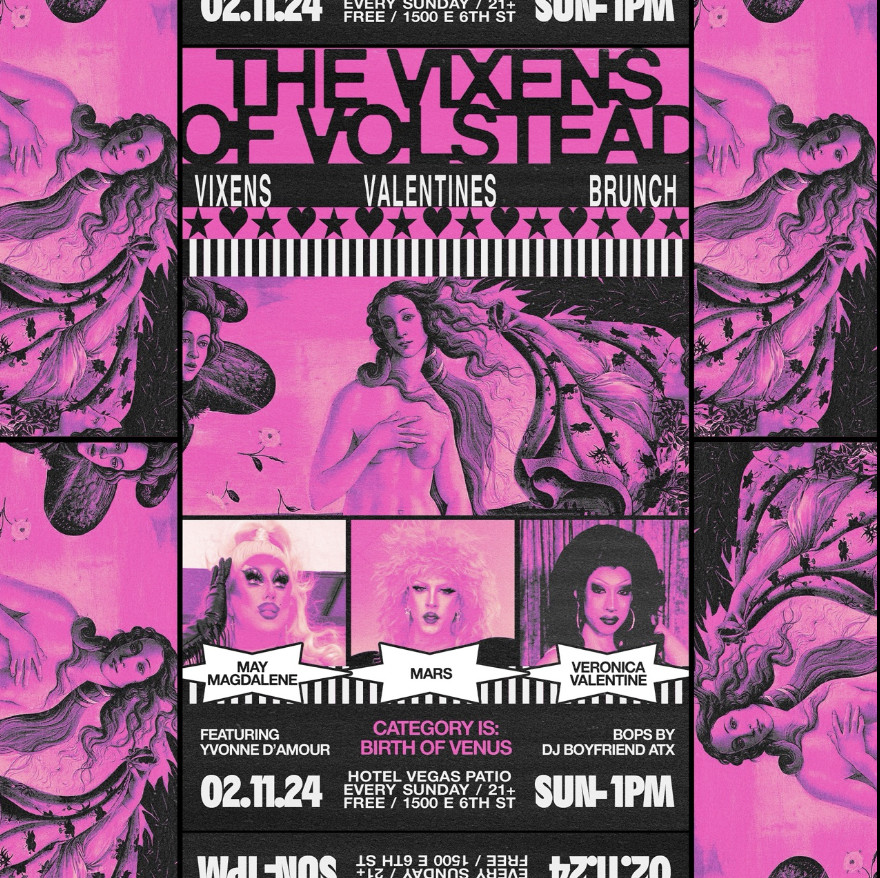 HotelVegasATX's tweet photo. โ SUNDAY โ
THE HOTEL PATIO OPENS AT NOONโ๏ธ
โ
โ
EARLY on the patio
#VixensofVolstead Drag Brunchโผ๏ธ
**SHOWTIME 1PM**
โจw bops by @BoyFriendATX
โ
โ
LATER on the grandstand
10pm - Deadleg
10:45pm - FLAGS
11:30pm - Campaigner
___________
21+ only ๐
๐ธ: @ theshadowslight https://t.co/F0y9VJ3ZDz