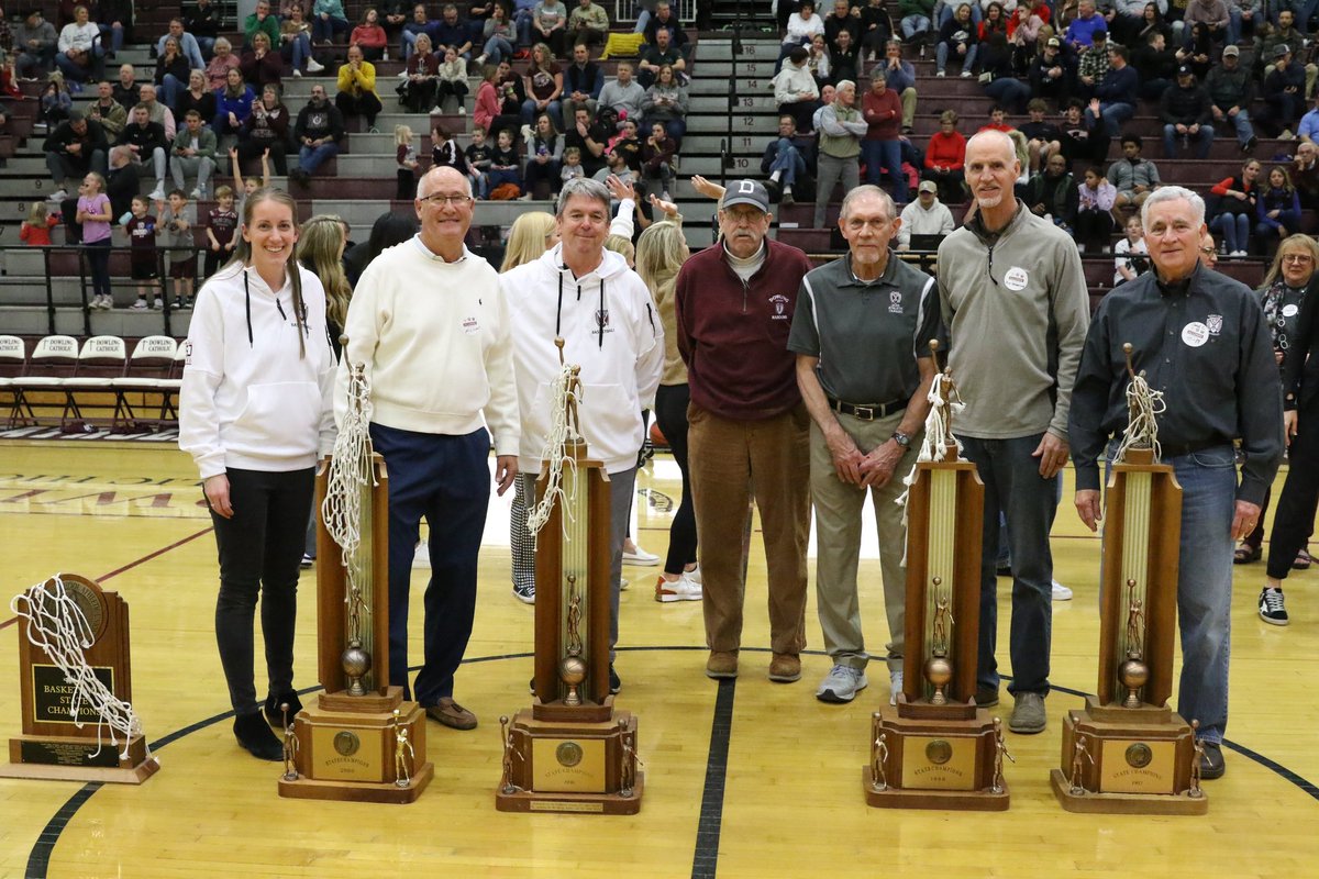 MaroonCrew's tweet photo. A wonderful celebration of 50 years of DCHS Girls Basketball was held this past Friday night! 

Former coaches and players celebrated the rich tradition of Dowling Catholic girls basketball with this year’s team &amp; in front of a packed gym! 

📸: Earl Hulst https://t.co/BTUQLHdDts