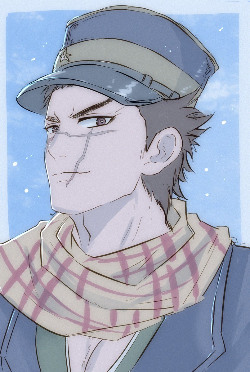 sugimoto saichi male focus 1boy hat solo scar scarf scar on face  illustration images