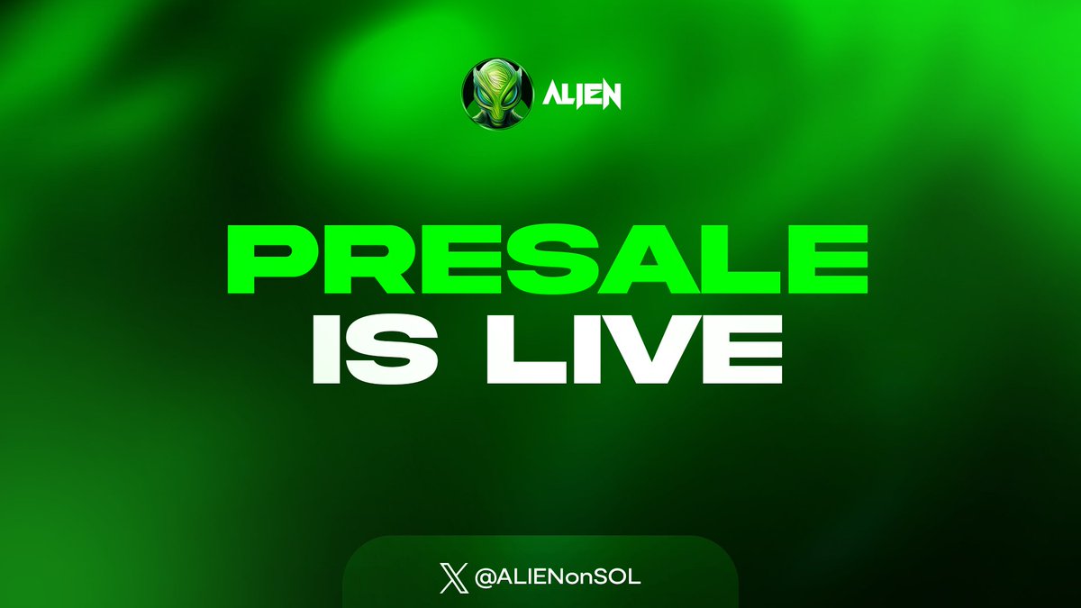 ALIENonSOL's tweet photo. Presale is live🔥

Enter here👇
https://t.co/rBm5qA7OVL

Join TG for updates: https://t.co/DcAAJpZLKO https://t.co/AkX2wlka6j
