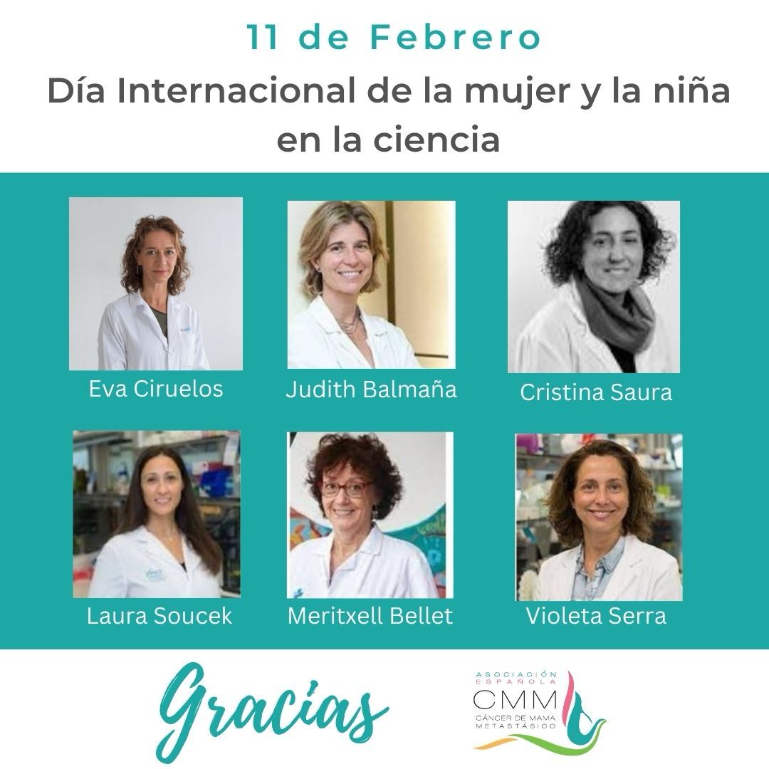Día Internacional de la Mujer y la Niña en la Ciencia 2024. Queremos contribuir dando visibilidad a nuestras referentes, investigadoras premiadas en Premios M. Chiara Giorgetti a la Investigación en Cáncer de Mama Metastásico. #MásInvestigaciónParaMásVida #CáncerMamaMetástasico