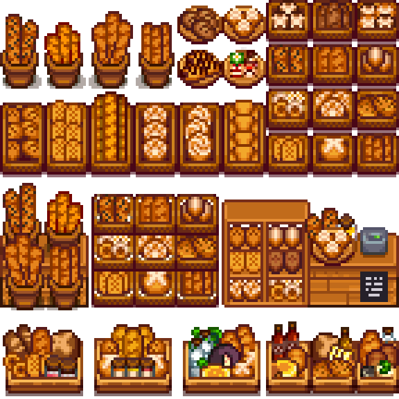 A work in progress of Farmer's Market: Bakery! Coming to you in 1.6 🍞🌿— #StardewValley #StardewValleymods