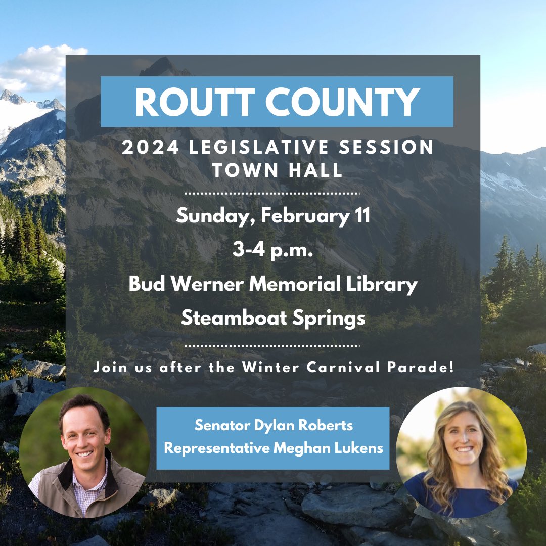 Today, from 3-4 p.m. at Bud Werner Memorial Library, join me and @Dylan_RobertsCO for our Routt County Town Hall.