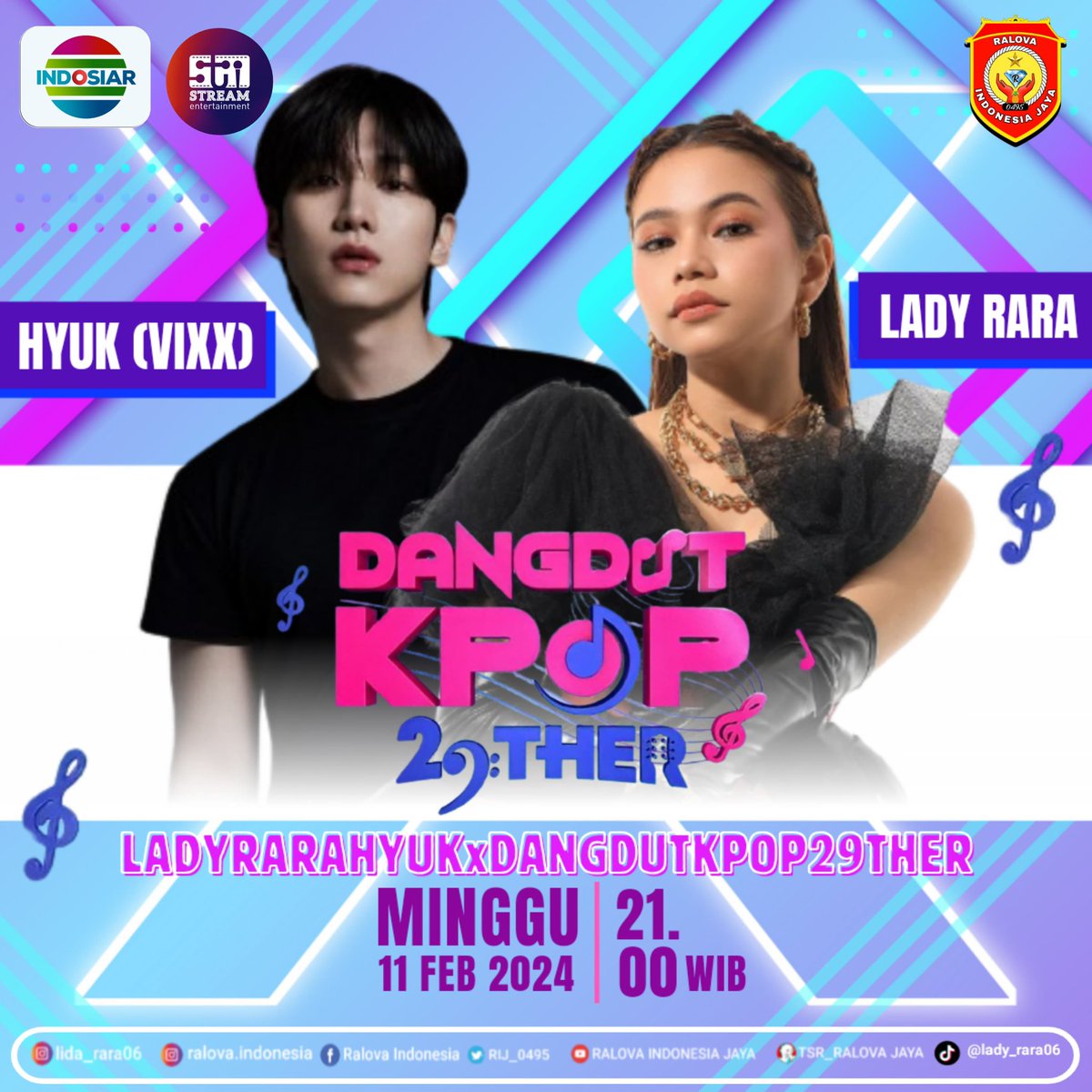 Assalamualaikum 
Yuk Kakak #Ralova Malam ini Saksikan Atara Dangdut X Kpop wowww
Penasaran banget, kolaborasi antara <a href="/lida_raravc/">Rara Lida</a> X <a href="/hsh0705/">001100100010001</a> jangan sampai ketinggalan nanti malam ya Kakak semuah "Dangdut kpop29 Ther" di  <a href="/Indosiar/">Indosiar</a> <a href="/vidiodotcom/">Vidiodotcom</a>
#LadyRaraHyukXDangdutKpop29Ther