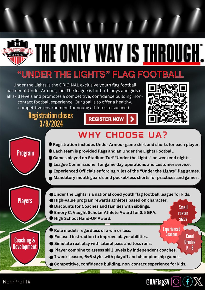 Quality Coaching and Leadership. EARLY spring registration closes on 3/8. Register: uaflag.com/page/show/8396…