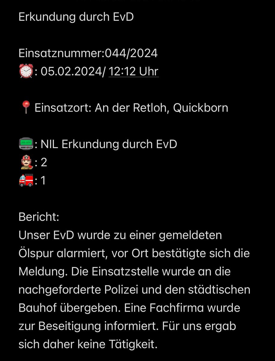 FWQuickborn's tweet image. Einsatz 044/2024