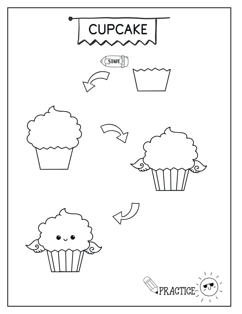 oomAiart's tweet photo. How to draw cute cupcake https://t.co/7MYeBJeJgz