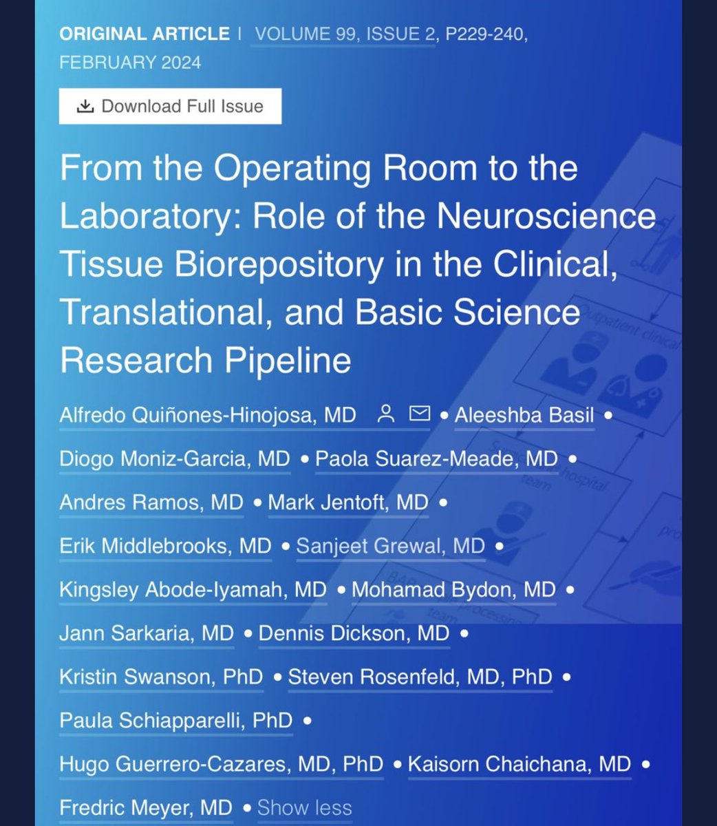 Check out our recent interview on this important publication highlighting a large biobank dedicated to central nervous system disorders. 

<a href="/DoctorQMd/">Dr. Alfredo Quiñones-Hinojosa</a> <a href="/MayoClinic/">Mayo Clinic</a> <a href="/gliomath/">Kristin R Swanson, PhD</a> <a href="/EMiddlebrooksMD/">Erik Middlebrooks, MD</a> <a href="/SeizureSurgeon/">Sanjeet Grewal, MD</a> 
mayoclinicproceedings.org/video-do/opera…