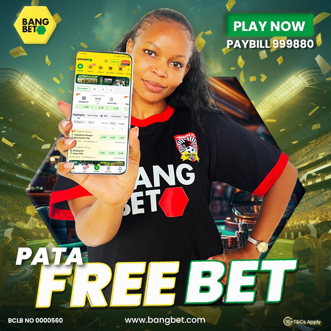 Double the fun. Bangbet's Free Bet is your ticket to risk-free excitement. Join us, make your first bet, register via Bangbet.com and use 'KID254' as the promo code to start the winning journey begin with a free shot at victory. #FormNiBangbet