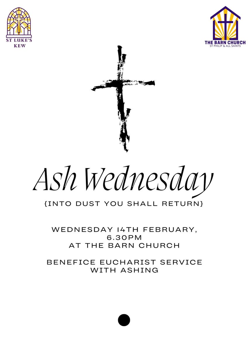 Join us at our sister church, for our Benefice Ash Wednesday Eucharist with Ashing. 6:30pm at the Barn Church on Atwood Avenue