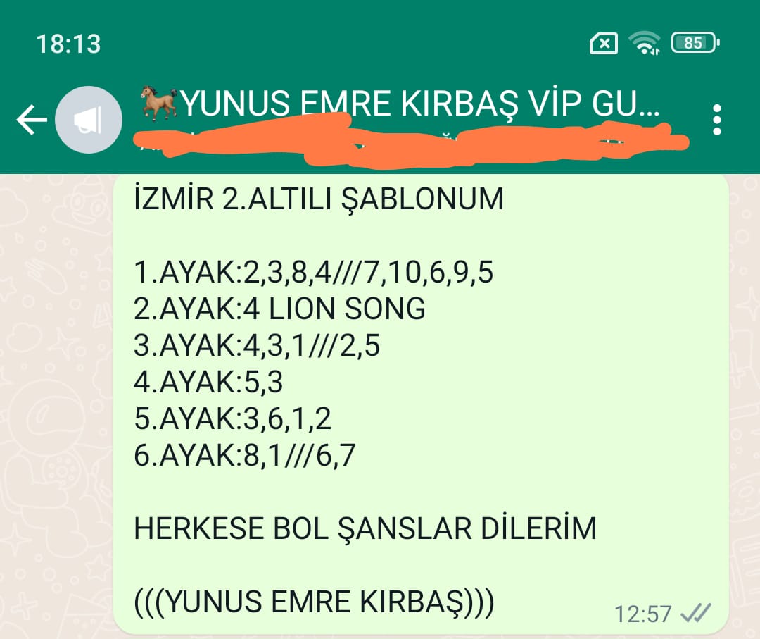 İZMİR'DE BUGÜN DUBLE YAPTIK MAŞALLAH DEĞERLENDİREN GURUP ÜYELERİME HAYIRLI UĞURLU OLSUN BOL ŞANSLAR DİLERİM

İKRAMİYE:11.829₺ VERMİŞTİR 💵✅

SİZLERDE BİZLERLE BERABER KAZANMAK İSTİYORSANIZ GURUBUMUZA KATILMAK İÇİN BİZE ULAŞMANIZ YETERLİDİR.

WP İLETİŞİM NO:05453657446