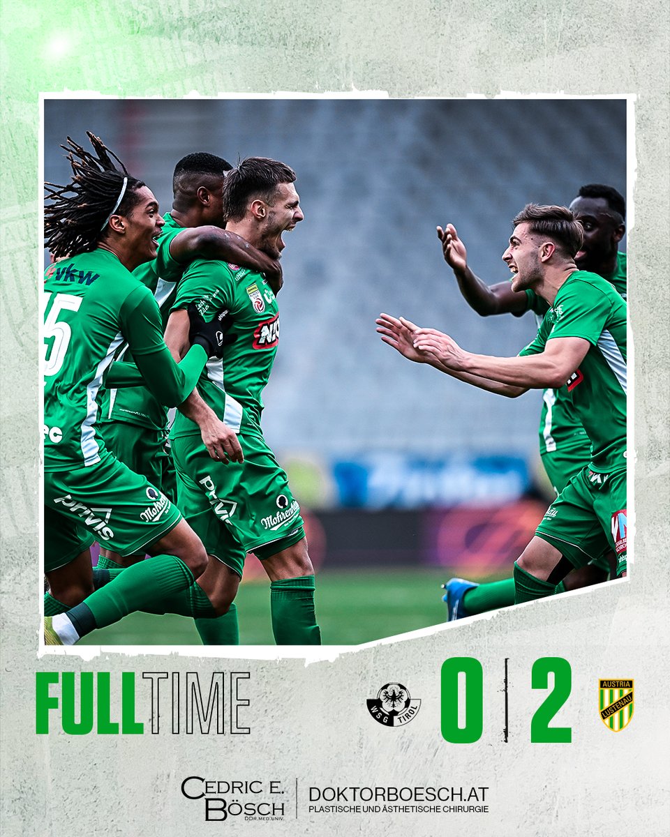 AustriaLustenau's tweet photo. Tut das gut! Wir gewinnen das erste Spiel unter Coach Andreas Heraf in Innsbruck mit 2:0. Darijo Grujcic und Namory Cisse erzielen die beiden Treffer für die Austria am Tivoli.
Gratulation, Männer! 🟢⚪️👏
________________________
#WSGALU | 0:2 | Endstand https://t.co/F1HmGNdISR