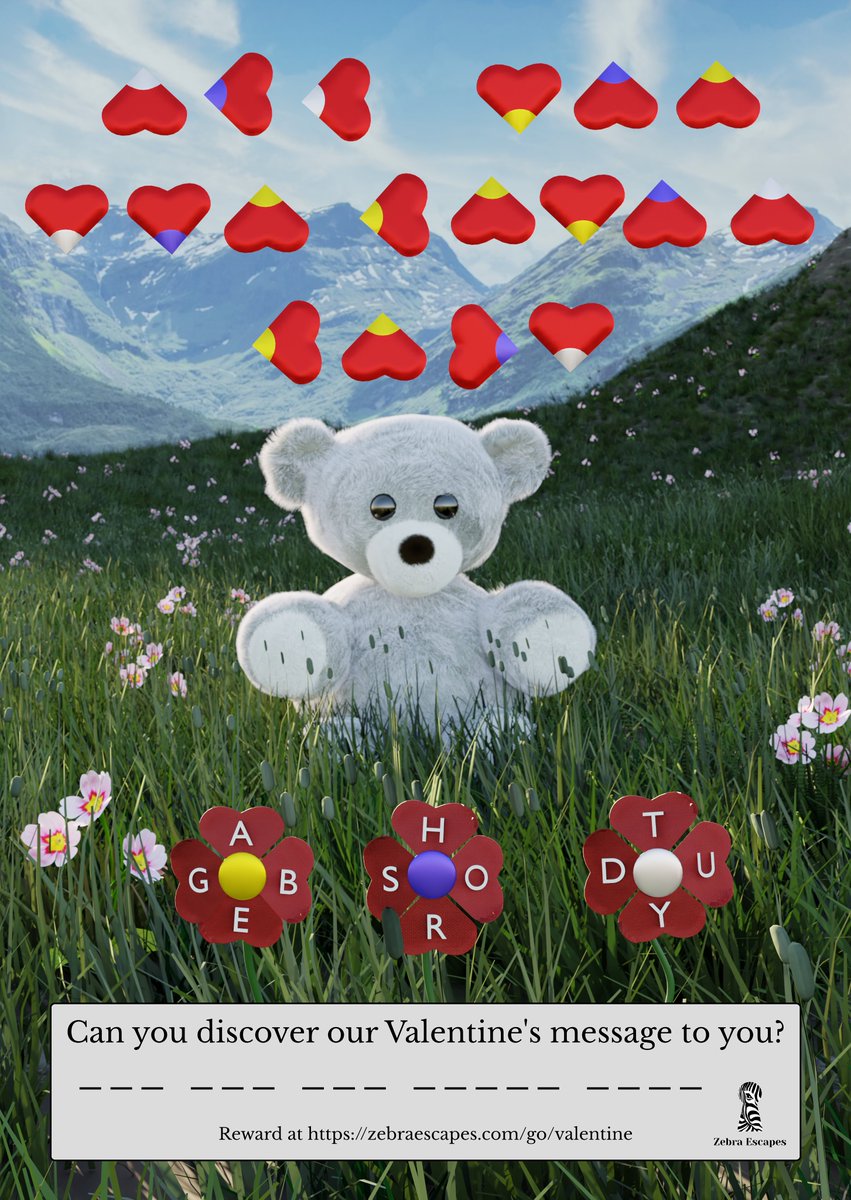 Valentine's Day is close and here is our message in puzzle form. 🐻💞 You can check your answer here ... zebraescapes.com/go/valentine