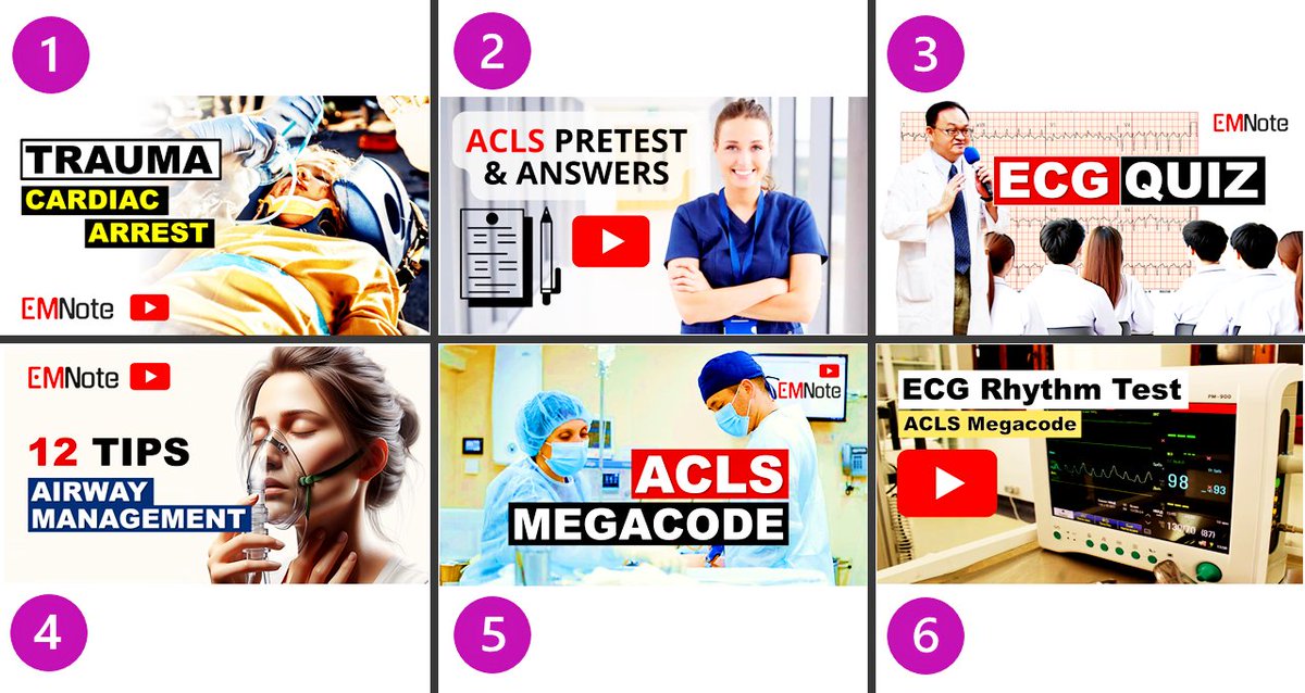 Top 6 Teaching Videos:
1. Traumatic cardiac arrest:
tinyurl.com/emnotetraumaca
2. ACLS Pretest:
tinyurl.com/emnaclspretest1
3. ECG Quiz:
tinyurl.com/emnecgquiz
4. Airway Tips:
tinyurl.com/emnairwaytips
5. ACLS Megacode:
tinyurl.com/emnmegacode1
6. ACLS Rhythm Test:
tinyurl.com/emnoterhythmte…