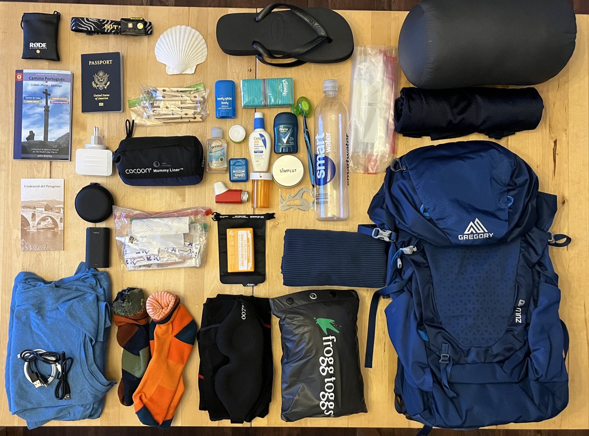 NextPhaseIsNow's tweet photo. My #camino post 2 is up, in which I talk about what I'm packing to bring on my upcoming walk from Porto to Santiago, following the Camino Portugués. https://t.co/xWyNOsuvaR https://t.co/oilUDXW5az