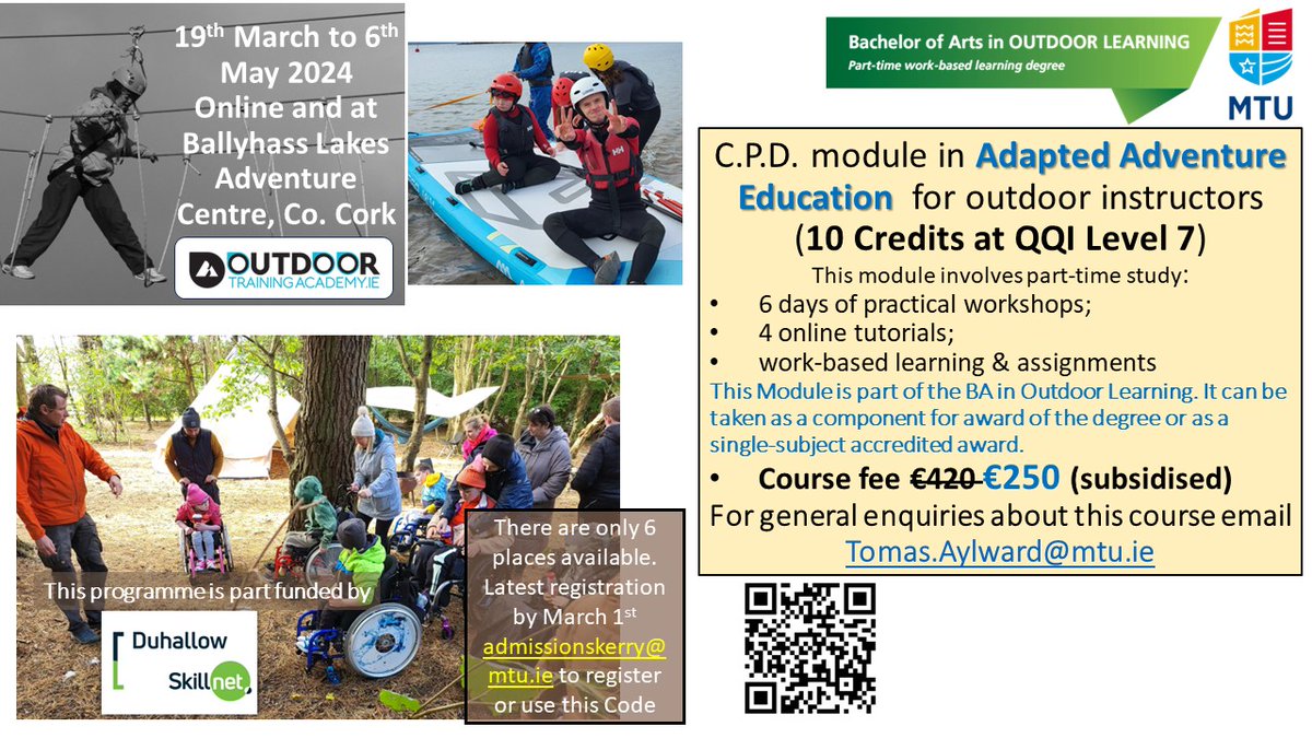 Tomás Aylward (@aylward_tomas) on Twitter photo Friends in the outdoor community in Ireland might be interested in this CPD opportunity being offered by <a href="/MTU_ie/">Munster Technological University</a> in association with <a href="/ballyhass_group/">Ballyhass Adventure Group</a> and IRD Duhallow. Bookings: forms.office.com/e/NyPXGLbwCK Friends in the outdoor community in Ireland might be interested in this CPD opportunity being offered by <a href="/MTU_ie/">Munster Technological University</a> in association with <a href="/ballyhass_group/">Ballyhass Adventure Group</a> and IRD Duhallow. Bookings: forms.office.com/e/NyPXGLbwCK