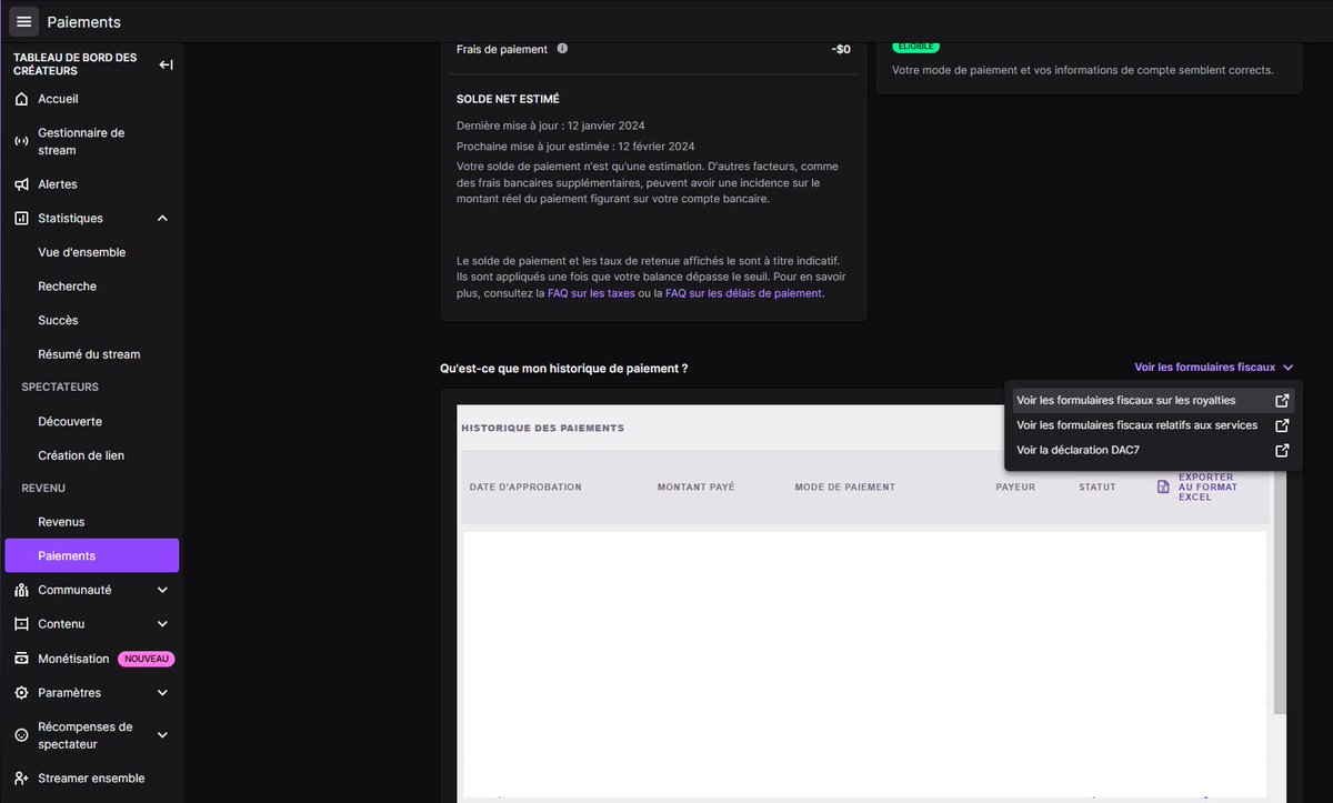 CoffeeGamingFr's tweet photo. STREAMERS TWITCH : IMPORTANT !
(N'hésitez pas à relayer l'info, sinon certains vont se retrouver avec -30% de revenus)

Checkez vos mails et vos spams. Même si il y a une erreur (Janvier 2024) sur le mail, vérifiez que vous êtes bien à jour niveau formulaires sur votre compte Twitch.

Si ce n'est pas fait, vous serez considéré comme résident Américain et vous aurez un prélèvement de Taxes de 30% à la racine en plus de ce que vous devez déjà payer à l'URSSAF. 

Pas mal de créateurs ont déjà eu la mauvaise surprise ces dernières semaines. Et même si vous l'avez fait il y a quelques temps, il faut le revalider.

Pour cela il suffit d'aller dans Tableau de bord des créateur>Statistiques>Paiements, puis Voir les formulaires fiscaux.

Précisez bien que vous êtes en France pour avoir le formulaire W-8 BEN qui vous évite de payer les taxes américaines. 

Ca vous permettra aussi de télécharger vos formulaires fiscaux si un jour vous en avez besoin.

Bonne paperasse ! 💙

#twitchstreamer #TwitchStreamers