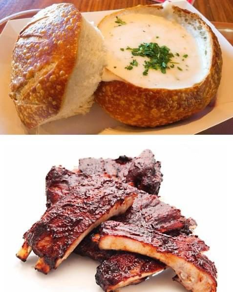 DishtoryApp's tweet photo. Happy #SuperBowlSunday. The game is a great food match-up. Who do you have winning #SuperBowlLVIII: @Chiefs and their amazing #ribs, or the @49ers and their iconic #clamchowdersoup in a sour dough bread bowl? https://t.co/6o8F3uTT3z