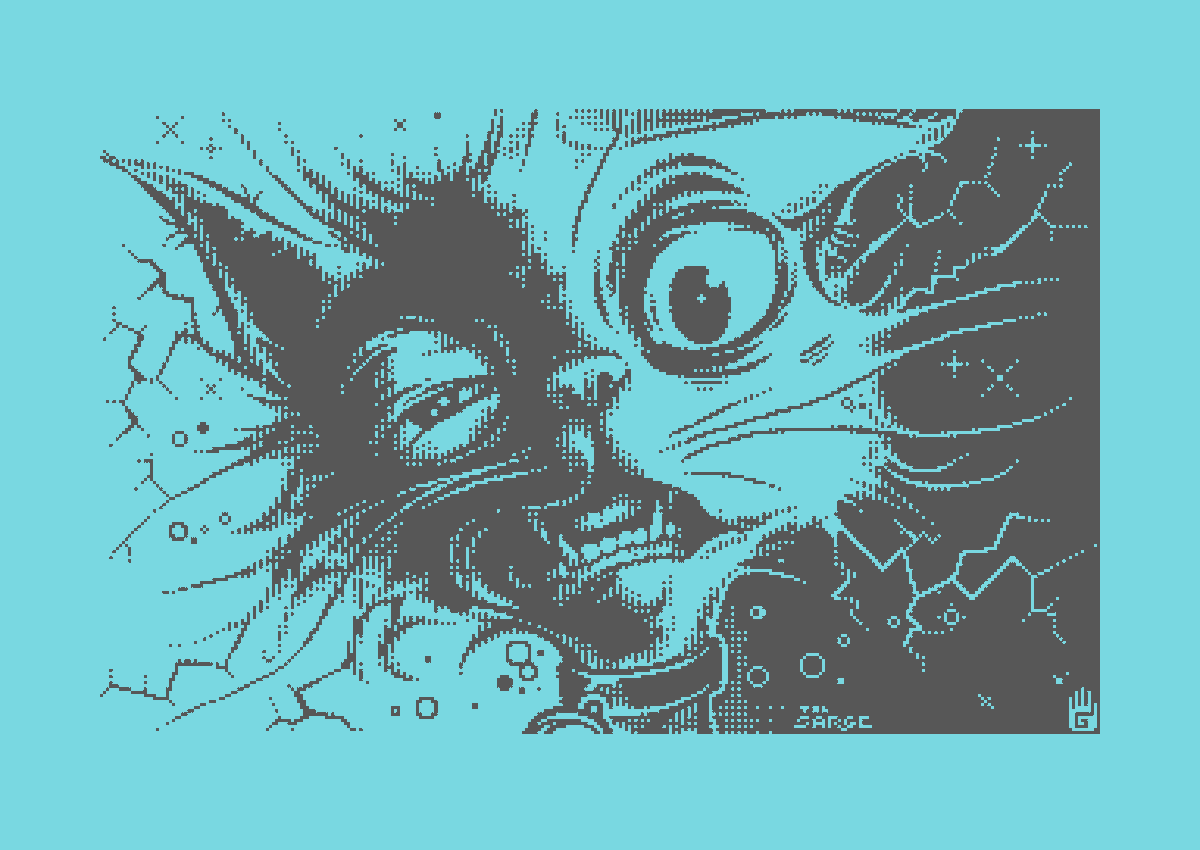 BUZZCAT by The Sarge. 1 bit image. Commodore 64. For the Fjälldata 24 ...