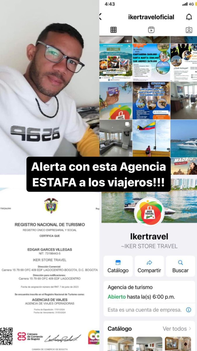 biorza's tweet photo. @lizvale17693799 @petrogustavo Algo similar pasa con este tipo que se vale de sus amistades y cercanías con personas de @CaracolTV @DesafioCaracol para estafar personas !   Ojo con EDGAR GARCÉS de IKER TRAVEL STORE https://t.co/0COZzW13wN