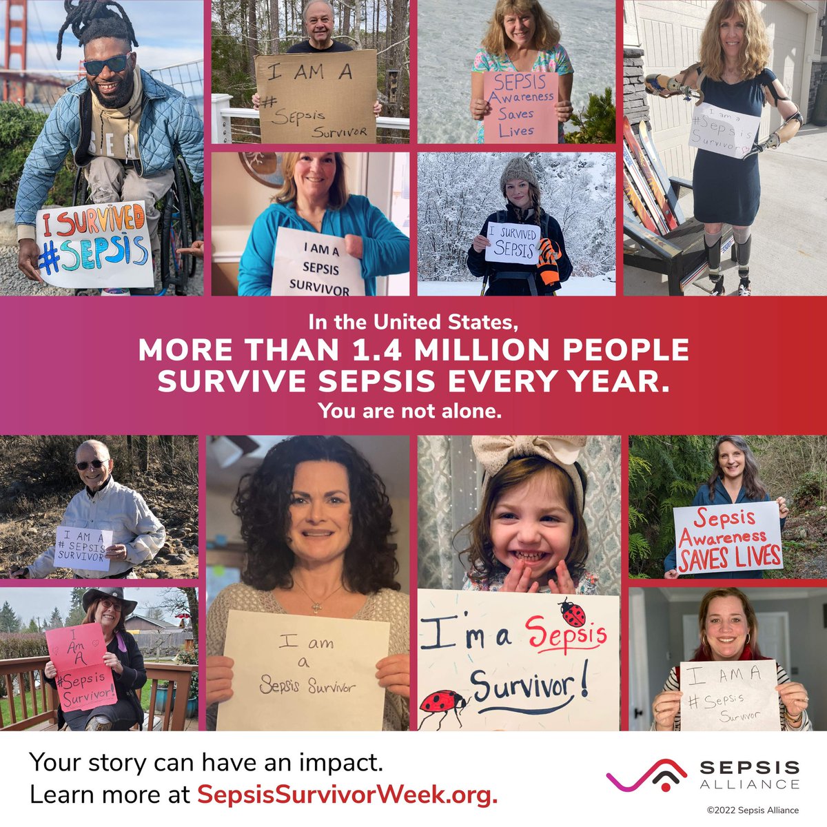 #SepsisSurvivorWeek is here! This week, we honor all of you – the survivors who raise awareness so others don’t endure their same experience, the survivors who are struggling in their post-sepsis life, and everyone in between.