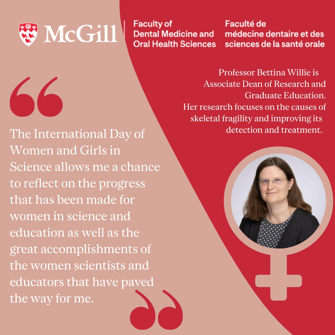 👩‍🔬 For International Day of Women and Girls in Sciences, meet Professor Bettina Willie, Associate Dean of Research and Graduate Education.She studies how the local mechanical environment influences bone adaptation and regeneration during skeletal aging and rare bone disorders.