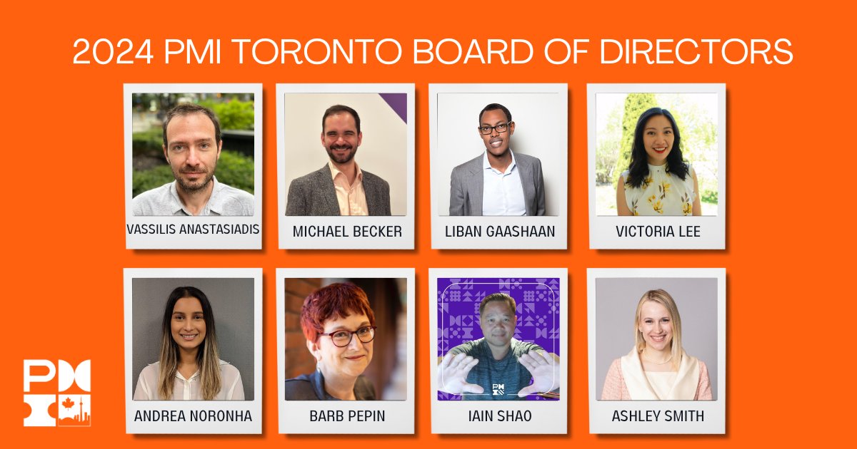 Introducing the 2024 PMI Toronto Board of Directors

The elected Board members started their term on January 1, 2024 and are currently working through business planning to prepare programs for our membership throughout 2024. 
More details on the profiles: pmitoronto.ca/new-board-of-d…