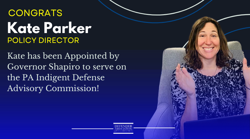 PhillyDefenders's tweet photo. Congrats to #Phillydefenders Policy Director Kate Parker for being appointed by the @governorshapiro to serve on Pennsylvania's newly formed Indigent Defense Advisory Committee! @nlada #publicdefenders #IndigentDefense #LegalAid #CriminalJustice https://t.co/e1RkqRTGTu