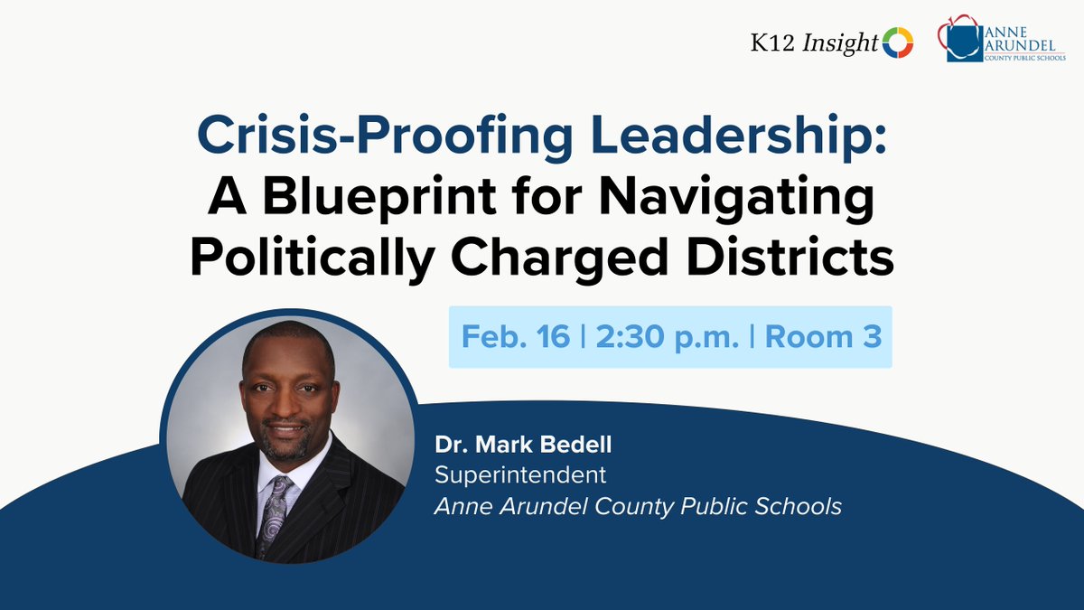 We're looking forward to this week's <a href="/AASAHQ/">AASA</a> National Conference on Education and honored to have <a href="/MarkBedell_DrB/">Mark Bedell</a>, superintendent of Anne Arundel County Public Schools, speak with our CEO Suhail Farooqui! Join them on Friday. #K12Insight