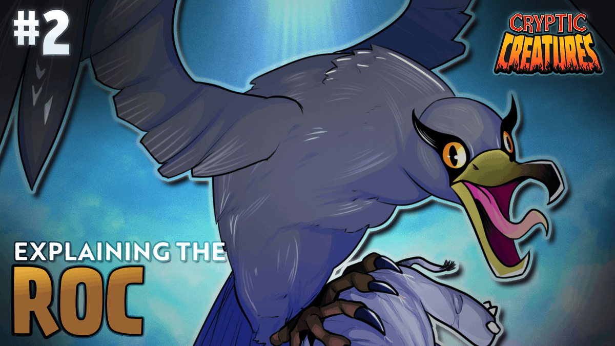 mothmancha's tweet photo. The second episode of CRYPTIC CREATURES is out now! Check it out -- this time I delve into myths and stories of the Roc, a bird bigger than seemingly all the rest. (Link is in the reply) https://t.co/yRlLANwB9N