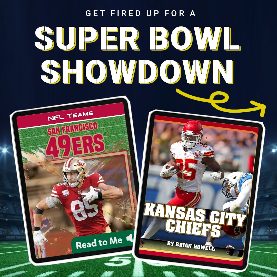 epic4kids's tweet photo. Who's ready for the big game? 🏈 Whether you're a 49er Faithful, a Chiefs fan or—who are we kidding—a die-hard Swiftie, Sunday's going to be big! Get in the Super Bowl spirit with this collection highlighting the teams, the tradition and more. 
https://t.co/4TRjRkClMz https://t.co/e0dmSSwxsX