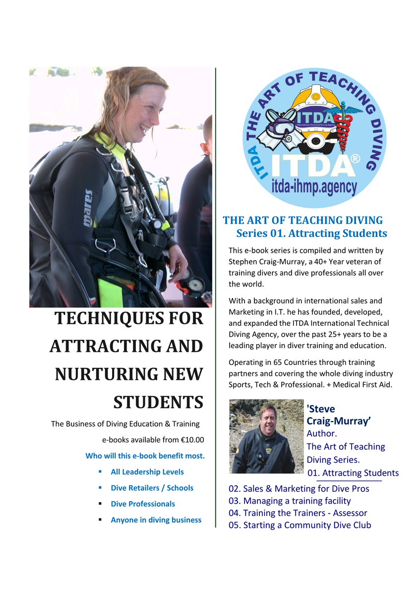 Groupitda's tweet photo. New e-book for diving  professionals about how to attract new students (What they don't teach  you on instructor courses) from just $10 USD.... For a Free Sample mail  us at admin@diveitda.com and ask for a sample... Great read, practical  and helpful based on experience! https://t.co/bCmqMPw2Bj